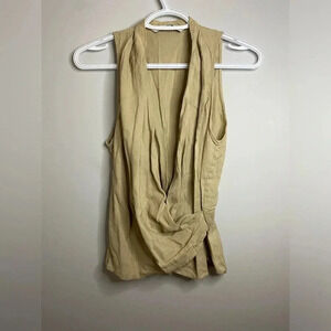 💚 Zara - Wrap Style tan taupe sleeveless shirt - XS